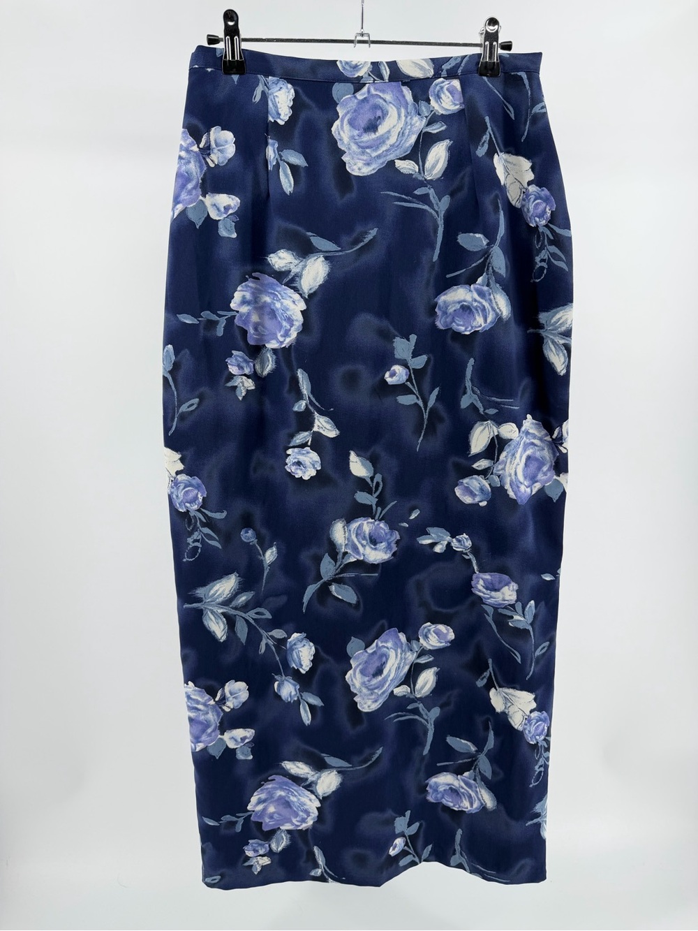 Vintage 90s Tracy Evans Navy Floral Maxi Skirt, Fairy Grunge, Size 11, 28" Waist